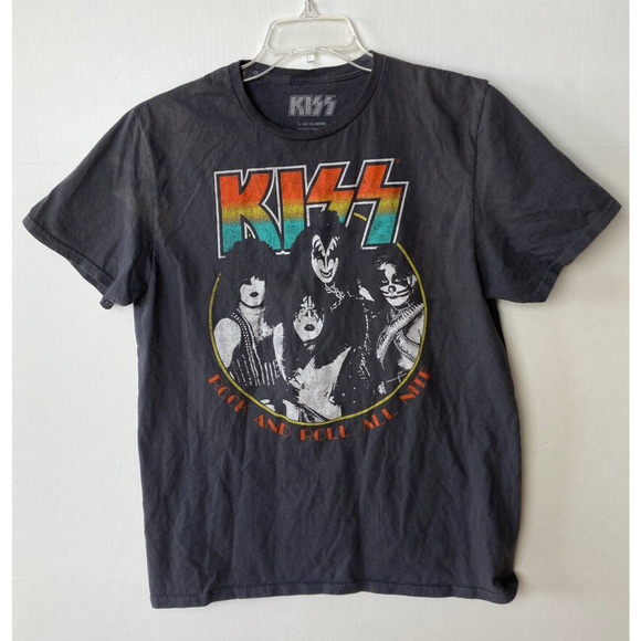 Unisex KISS ROCK BAND Sz L T Shirt Tee Gray Short Sleeve by Mad Engine - Picture 2 of 5